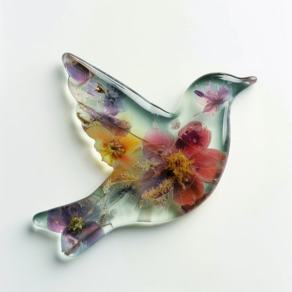 Flower resin bird shaped art accessories accessory.