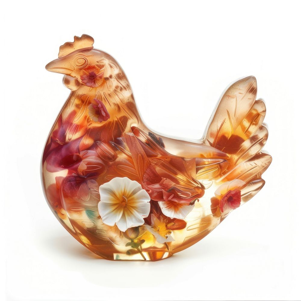 Flower resin chicken shaped pottery poultry animal.