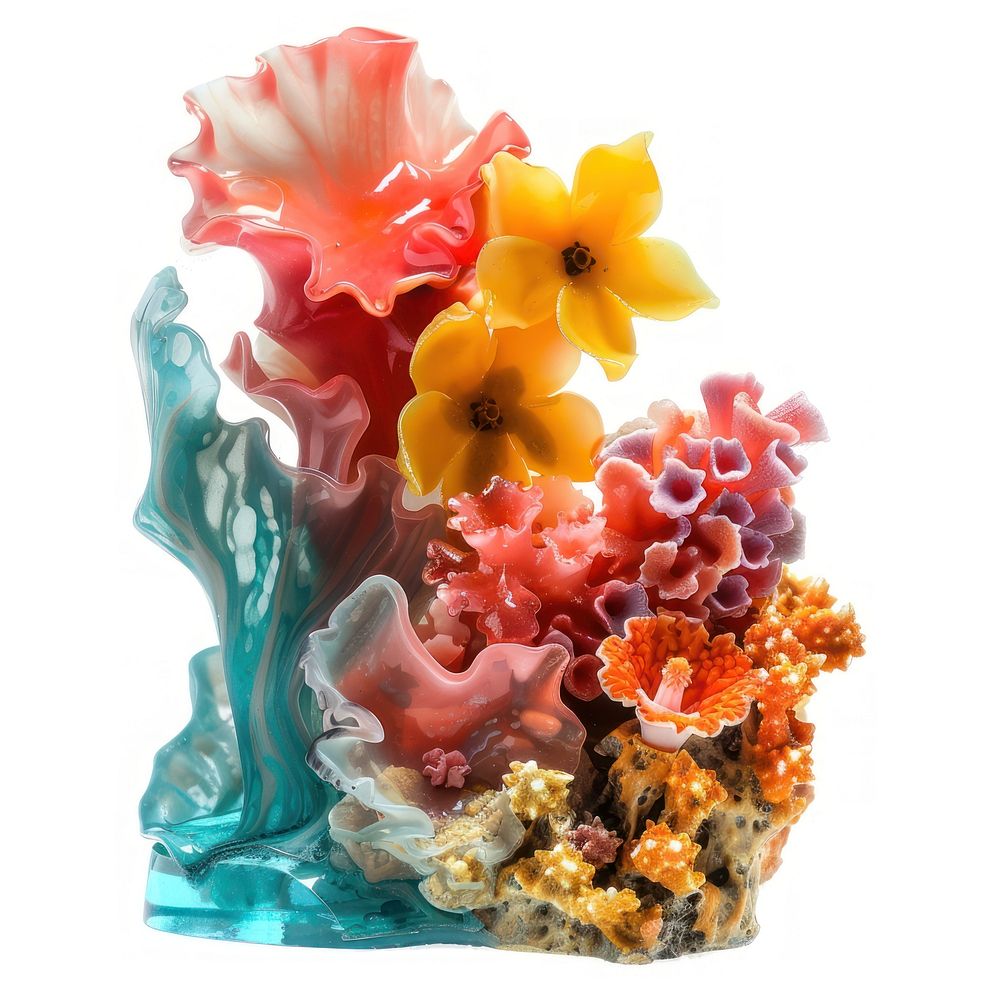 Flower resin coral reef shaped art pottery blossom.