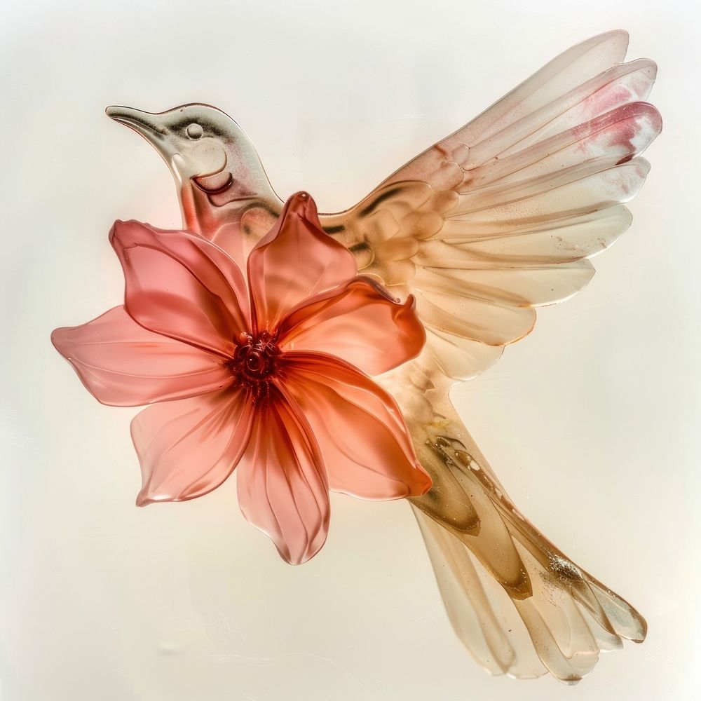 Flower resin dove shaped art blossom animal.