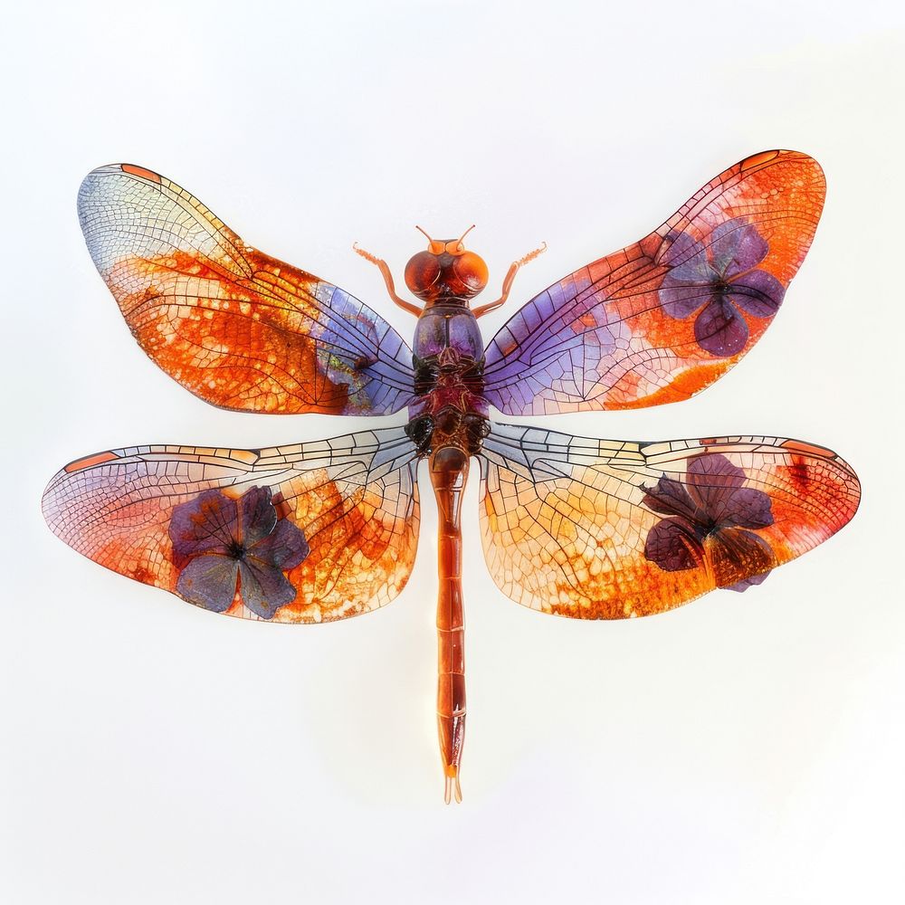 Flower resin dragonfly shaped invertebrate anisoptera andrena.