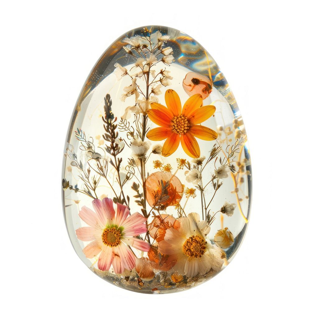 Flower resin easter egg shaped plate food.