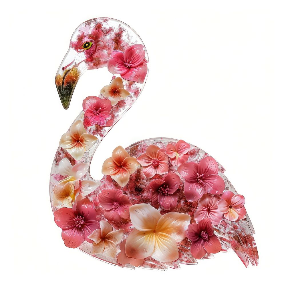 Flower resin flamingo shaped art animal bird.