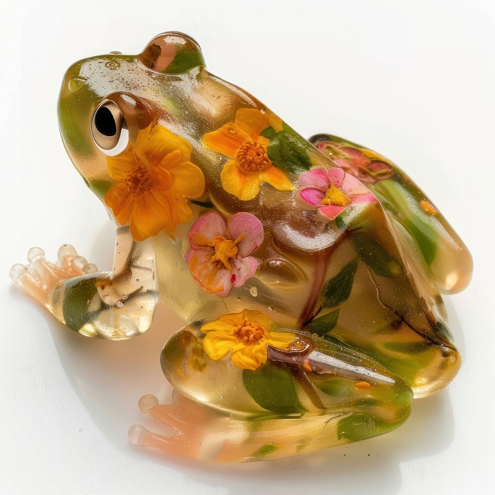 Flower resin frog shaped amphibian wildlife animal.