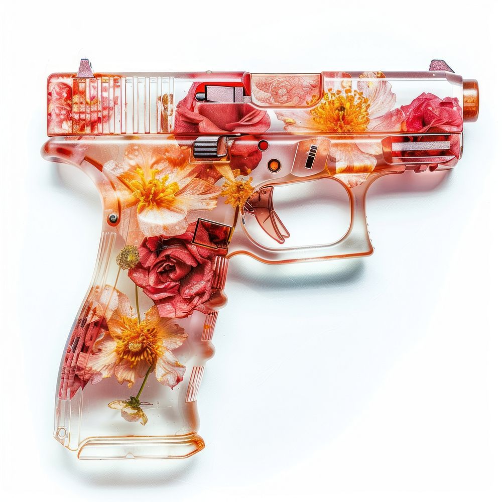 Flower resin gun shaped weaponry firearm handgun.