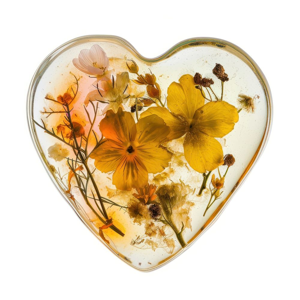 Flower resin heart shaped symbol plate love heart symbol.