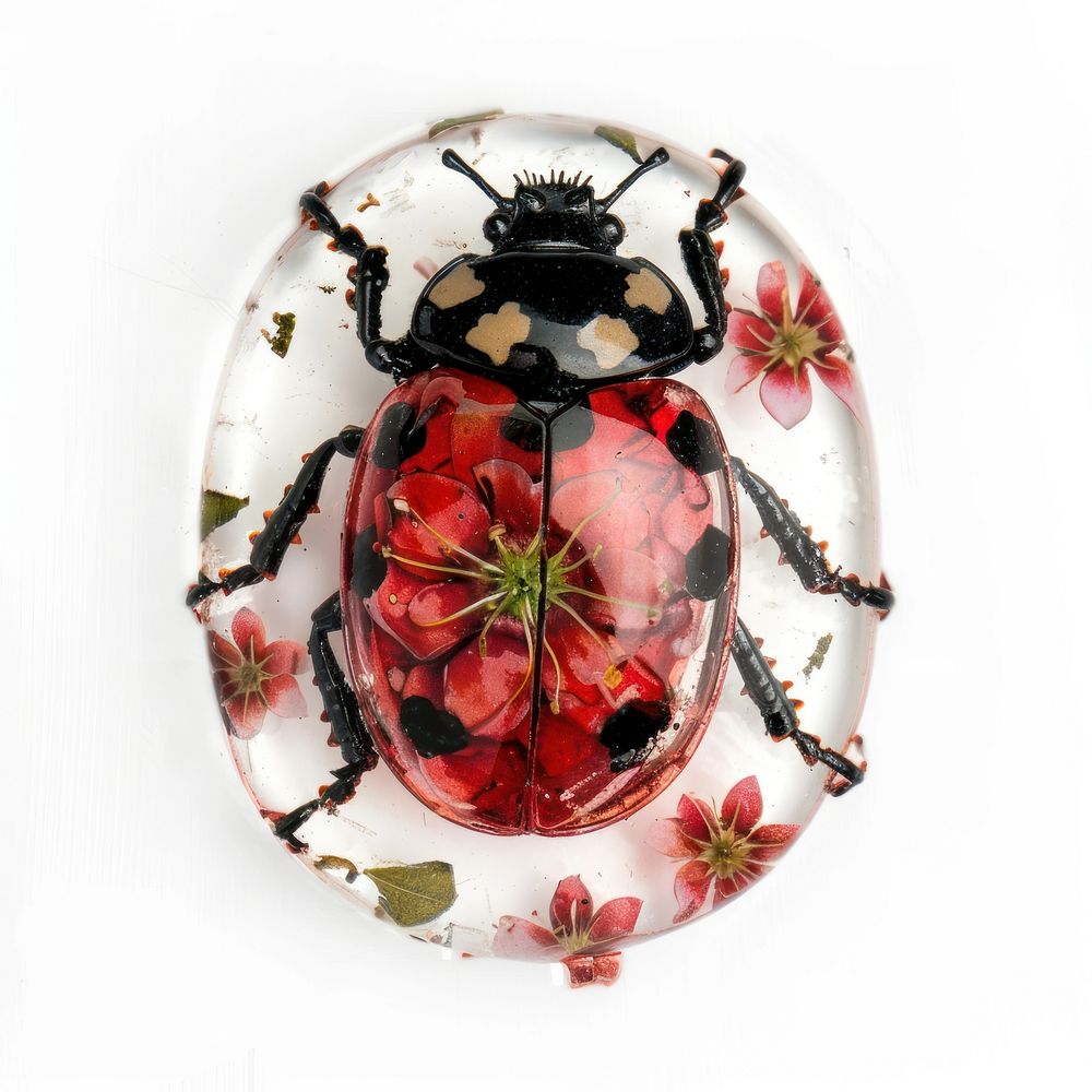 Flower resin ladybug shaped invertebrate accessories accessory.