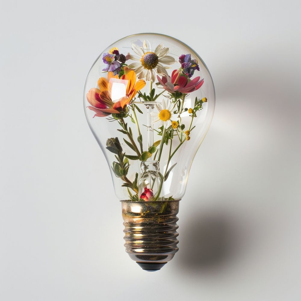 Flower resin light bulb shaped lightbulb plant.