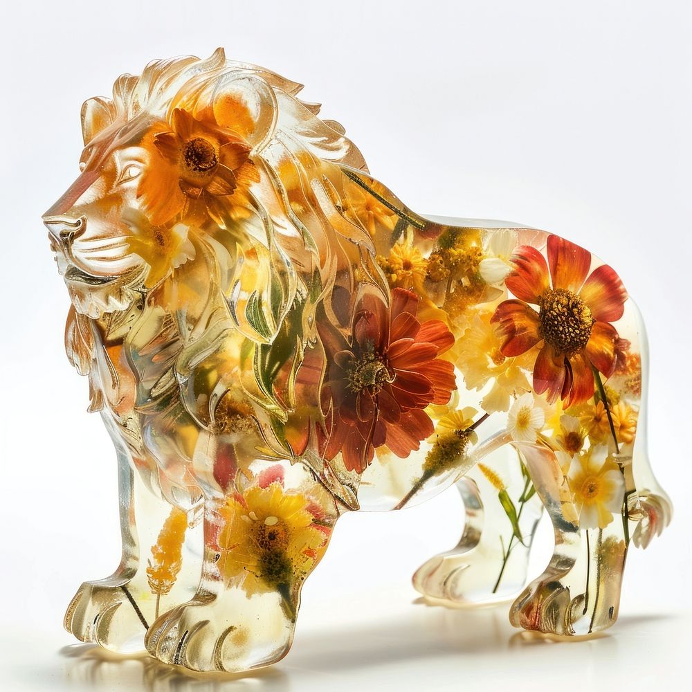 Flower resin lion shaped art asteraceae porcelain.