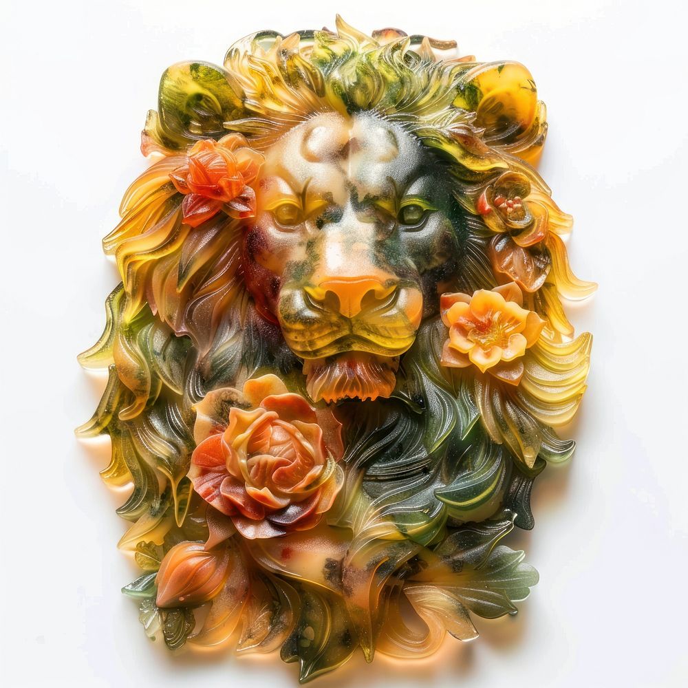Flower resin lion shaped art accessories accessory.