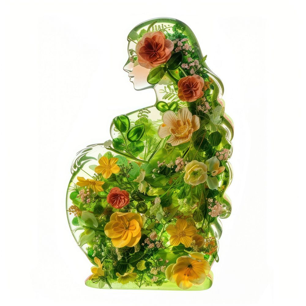 Flower resin pregnant woman shaped art graphics blossom.