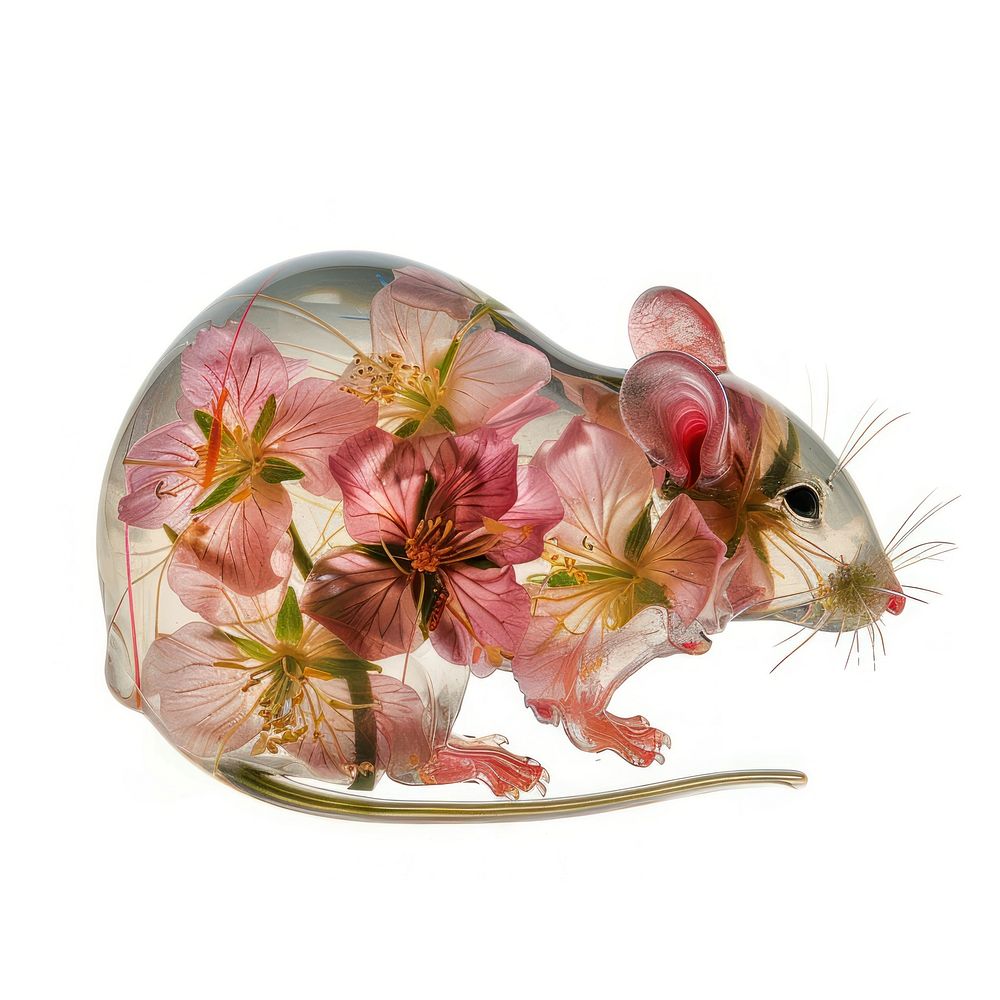 Flower resin rat shaped electronics hardware blossom.