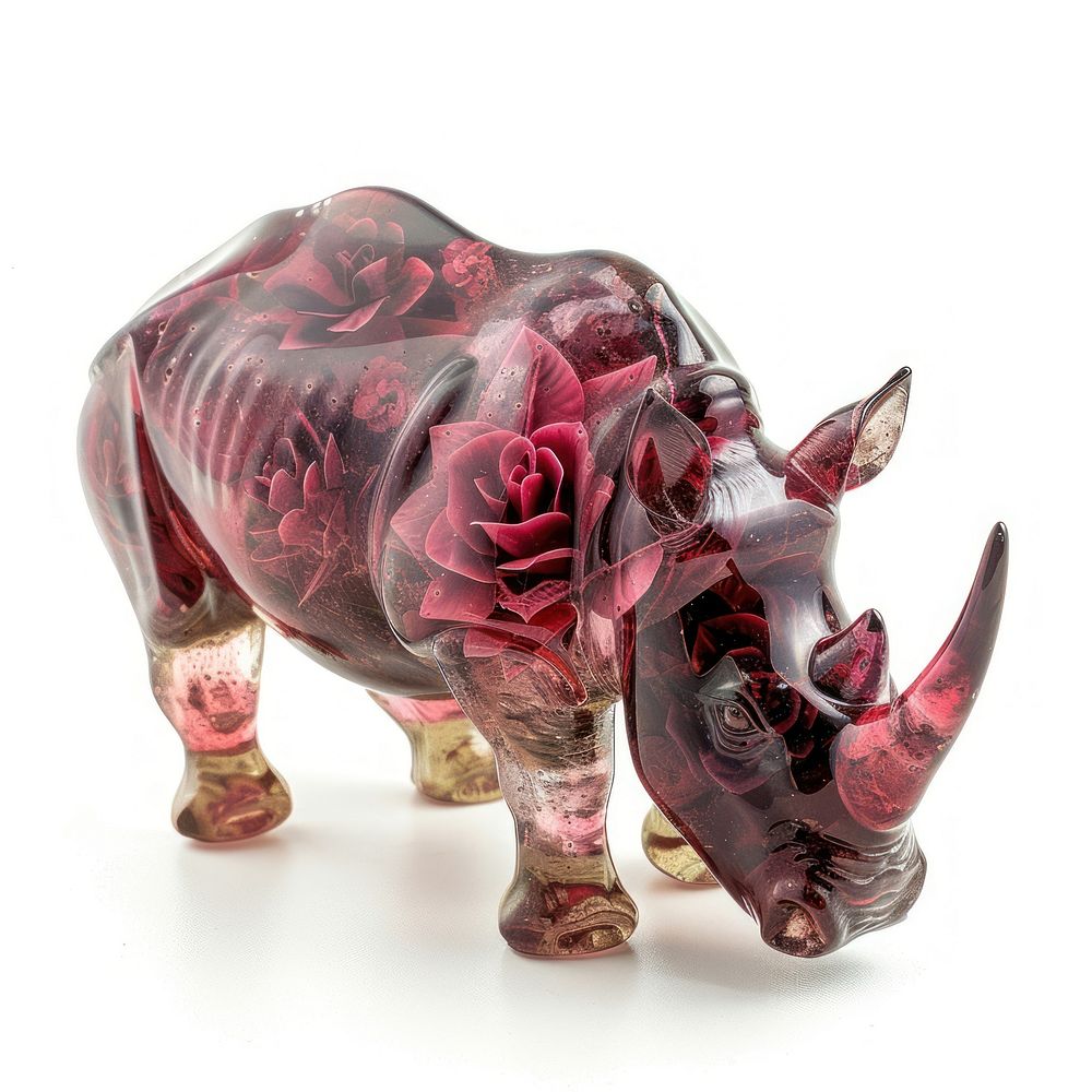 Flower resin rhinoceros shaped wildlife animal mammal.