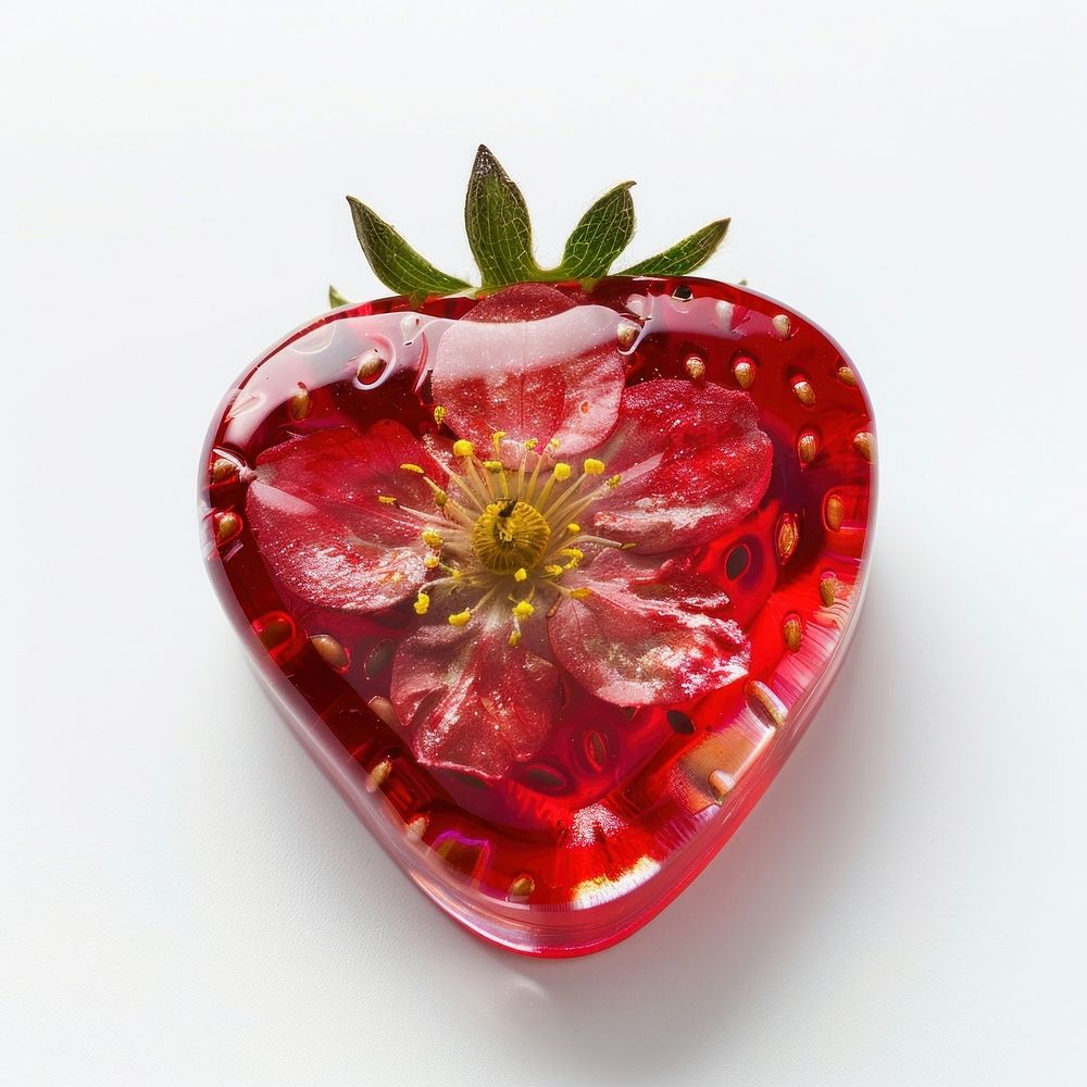 Flower resin strawberry shaped blossom produce ketchup.