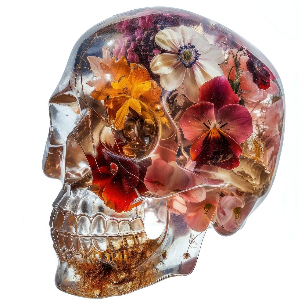 Flower resin skull shaped art accessories accessory.