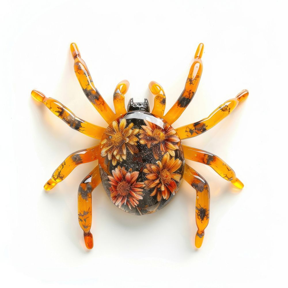 Flower resin spider shaped invertebrate tarantula arachnid.