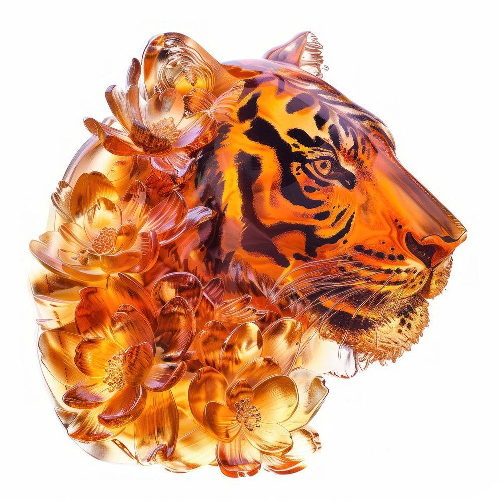 Flower resin tiger shaped art wildlife animal.