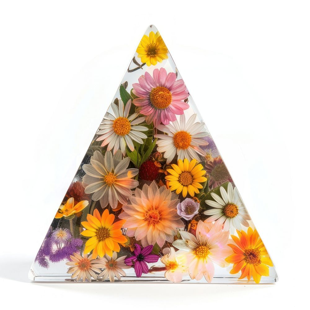 Flower resin triangle shaped asteraceae clothing blossom.