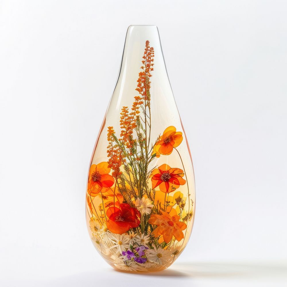Flower resin vase shaped pottery produce fruit.