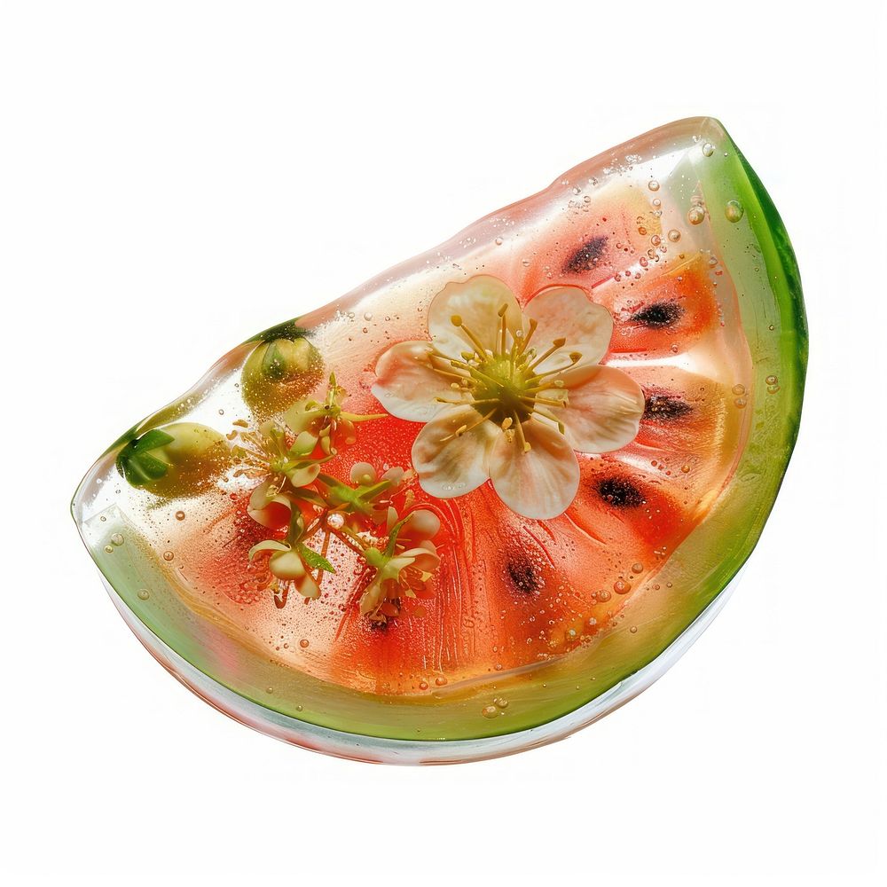 Flower resin watermelon shaped produce fruit plant.