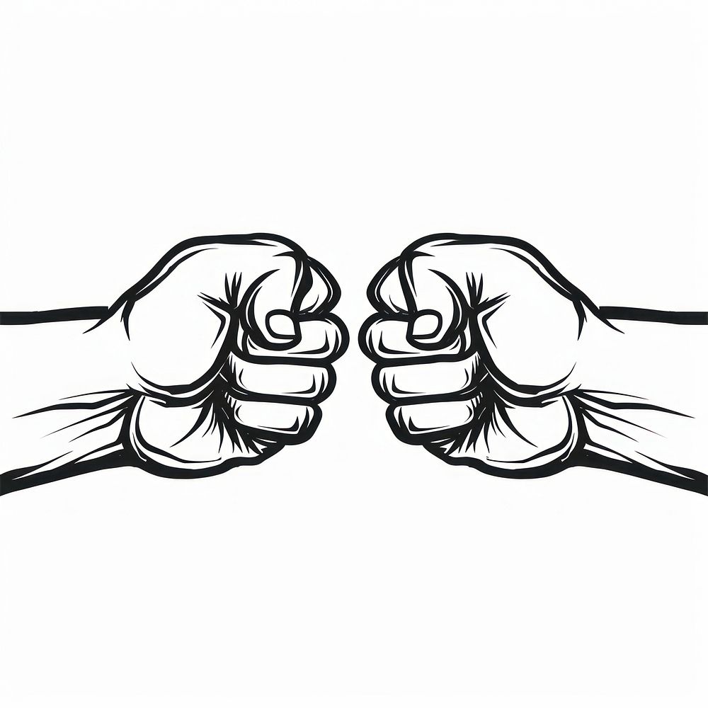 Two hand bumping fist art illustrated drawing.