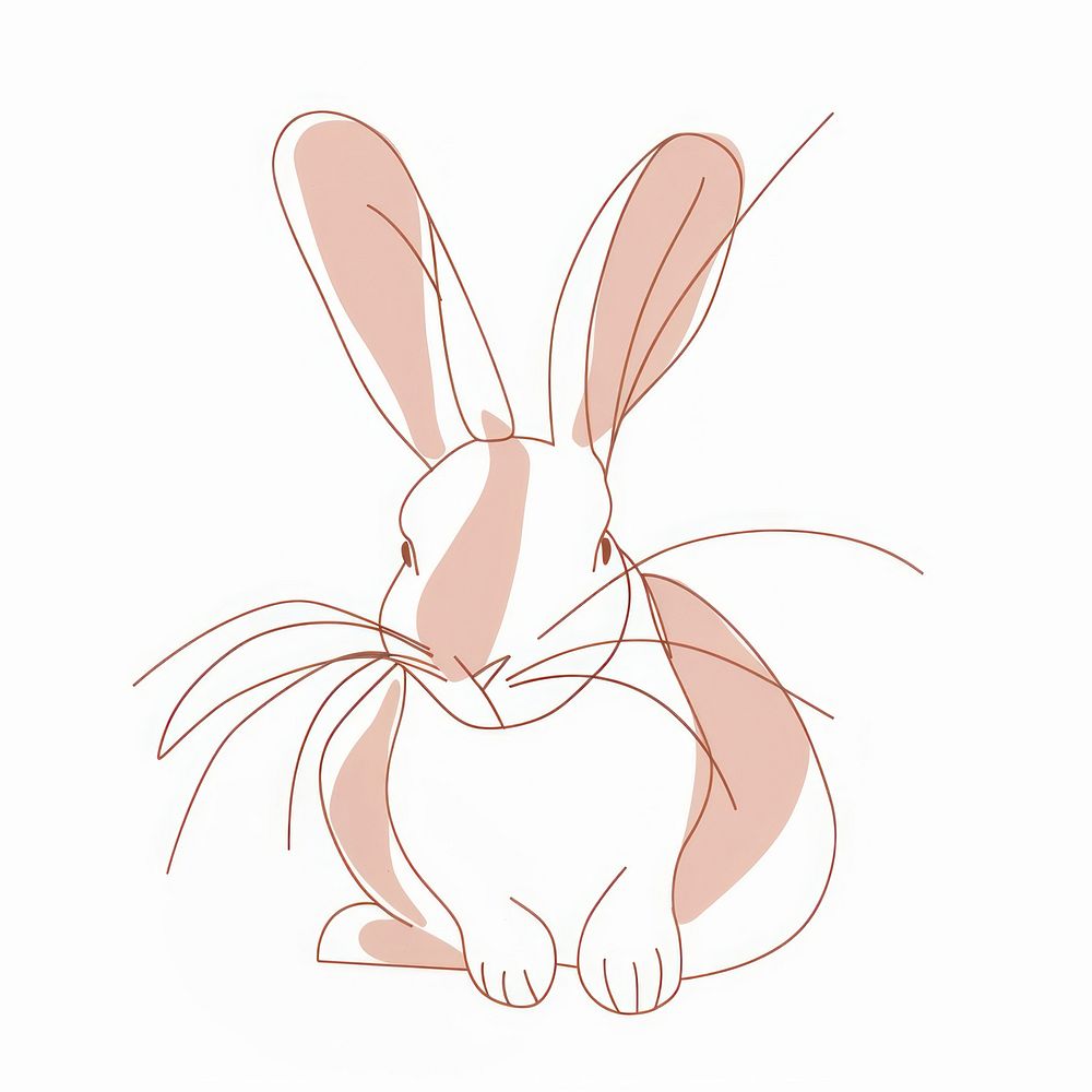 Minimalist symmetrical cute bunny art illustrated drawing.