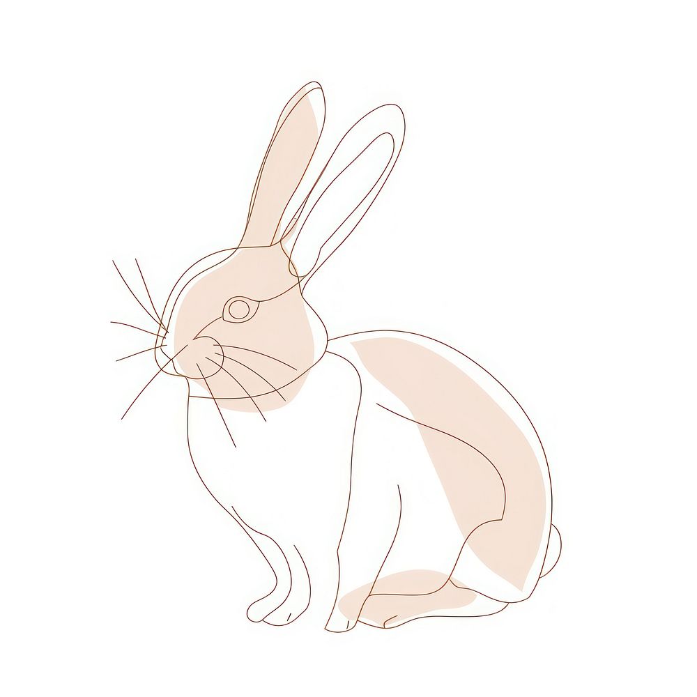 Minimalist symmetrical cute bunny art illustrated drawing.