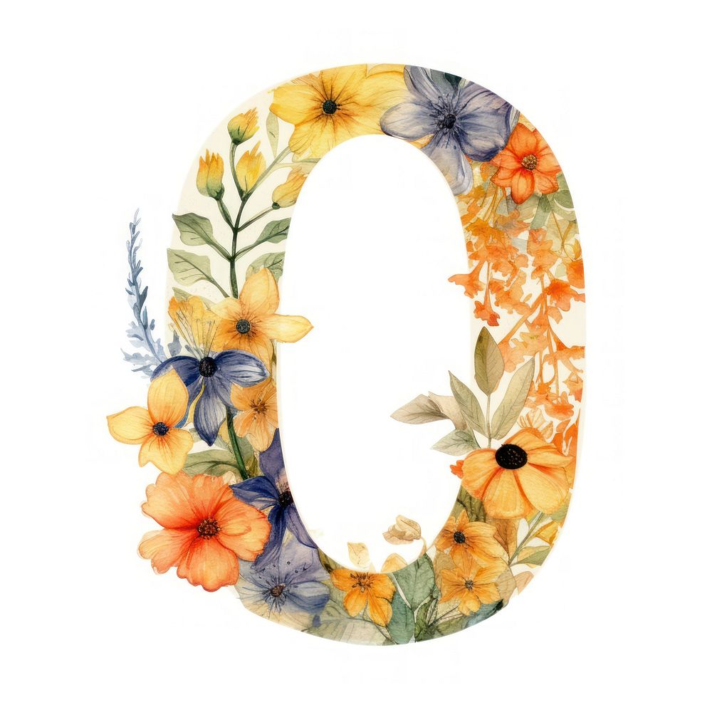 Floral inside letter o text horseshoe graphics.