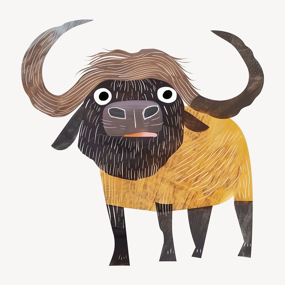 Cute African buffalo safari animal digital art  illustration
