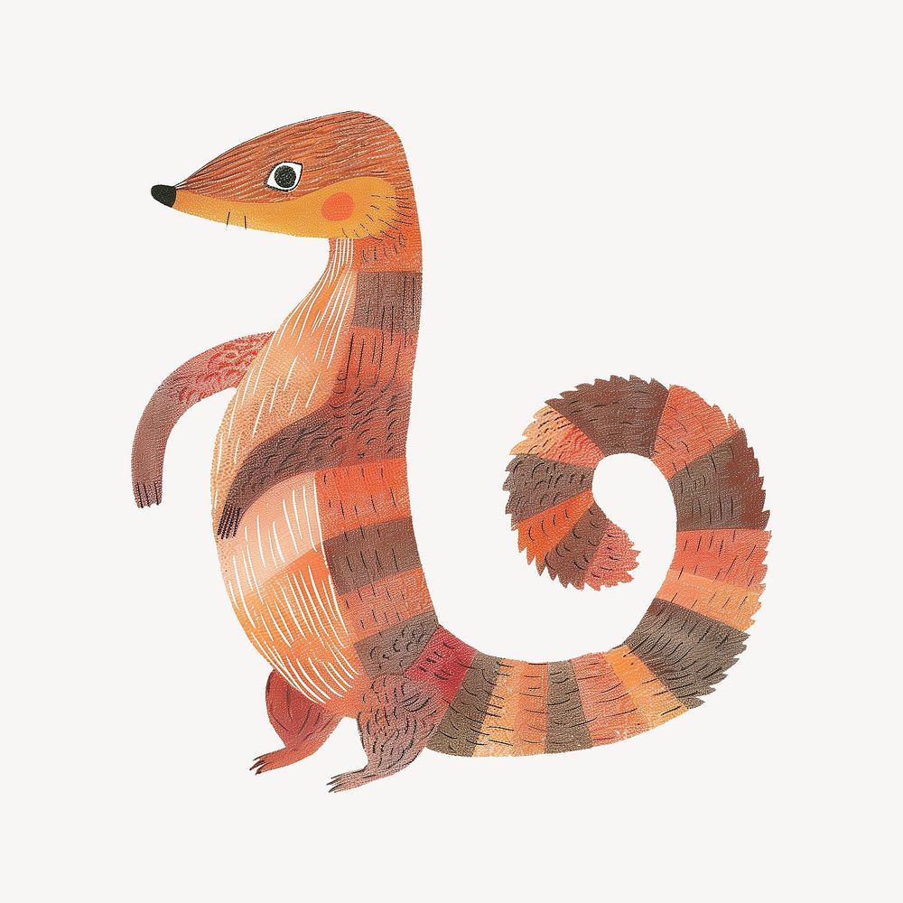 Cute Banded mongoose safari animal digital art  illustration