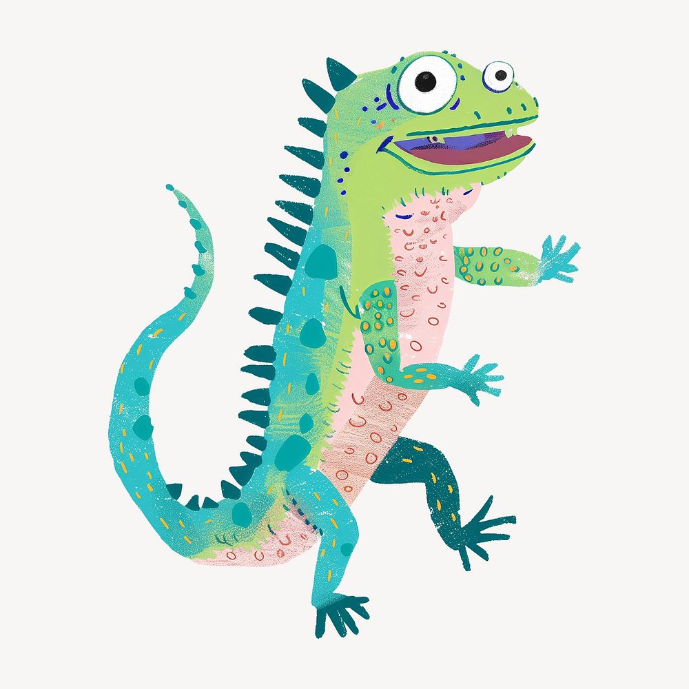 Cute iguana safari animal digital art  illustration