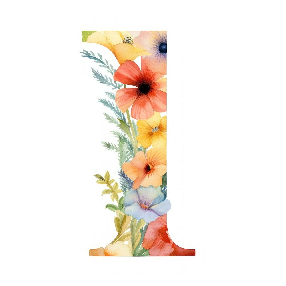 Floral inside number 1 text graphics blossom.