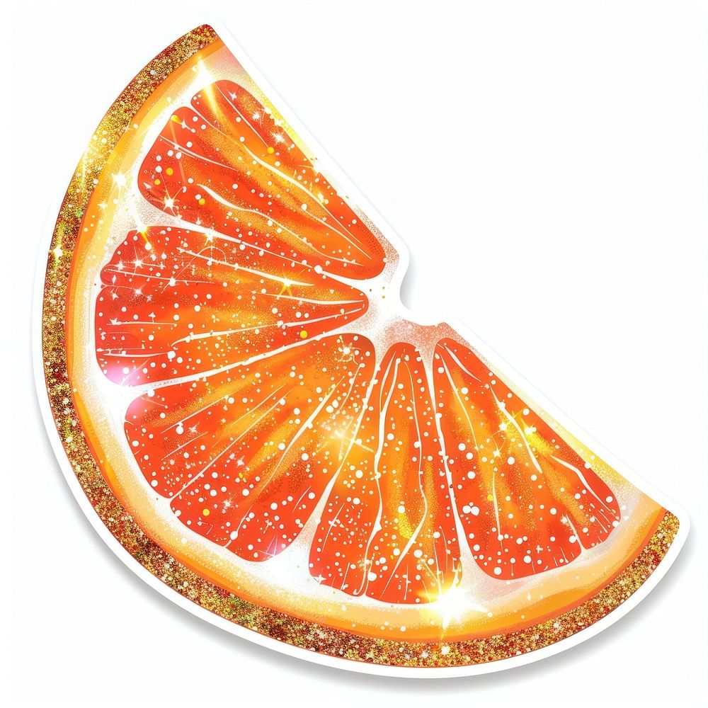 Glitter orange slice flat sticker grapefruit weaponry produce.