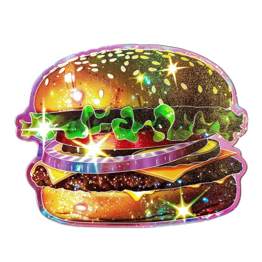 Glitter burger sticker sandwich dessert lunch.