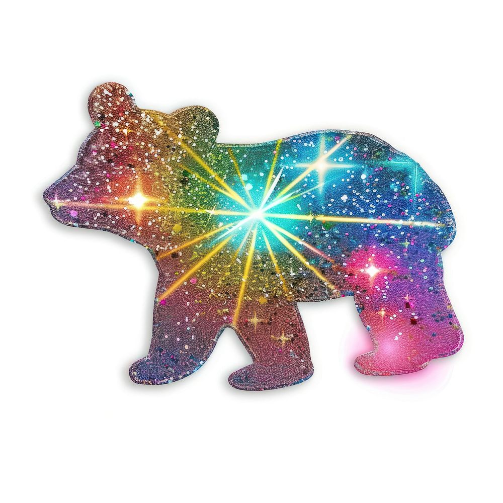 Glitter bear flat sticker animal light art.