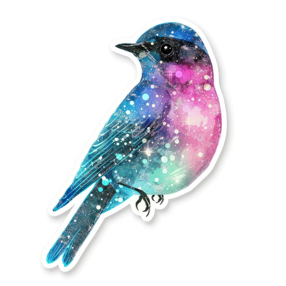 Glitter bird flat sticker bluebird animal jay.