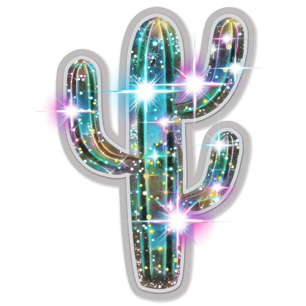 Glitter cactus sticker symbol cross light.