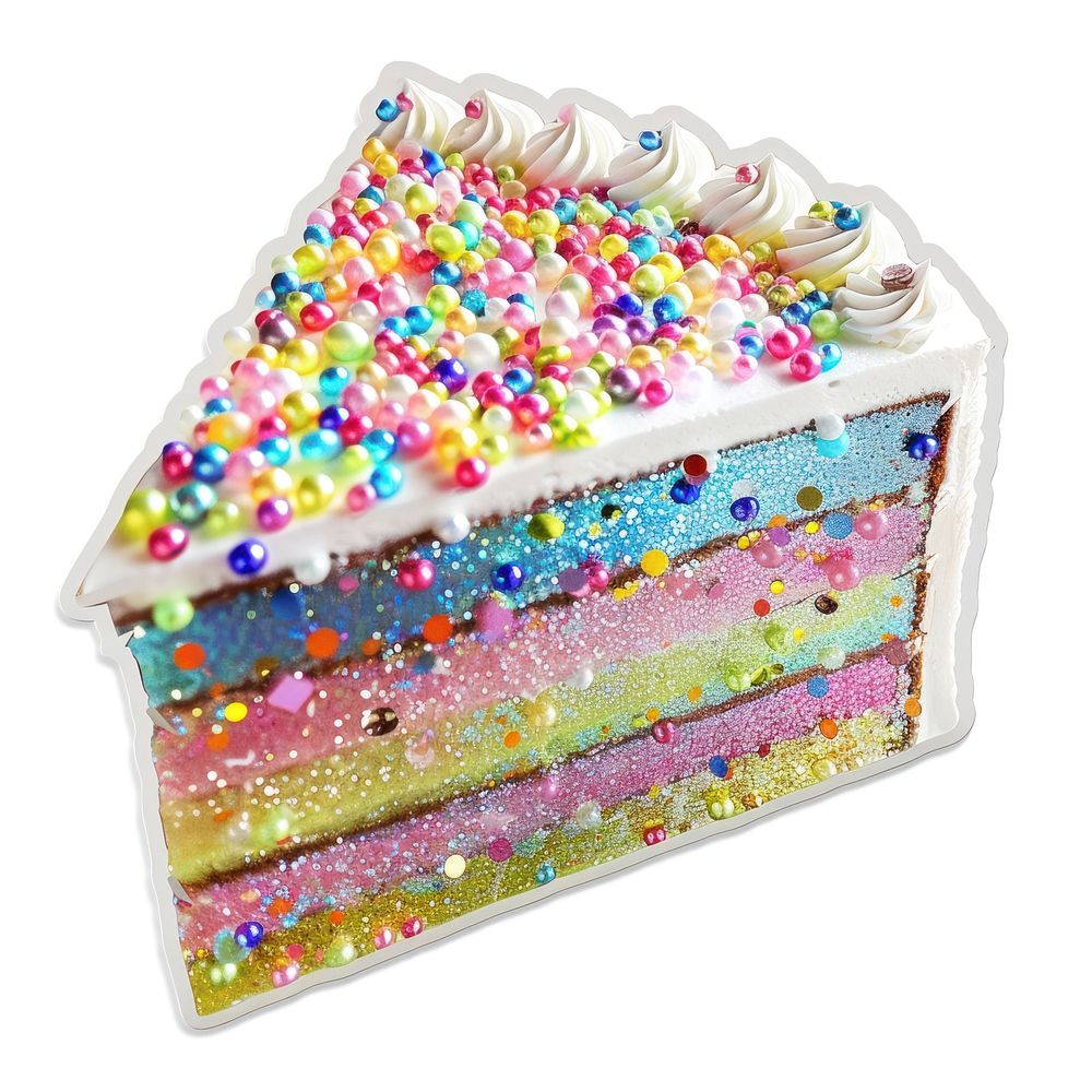 Glitter cake flat sticker sprinkles dessert cream.