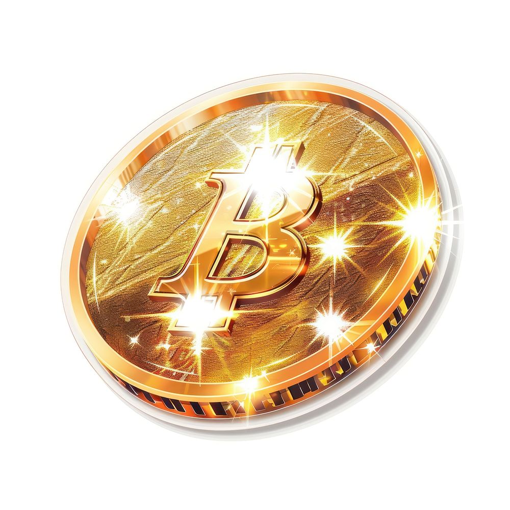 Glitter coin sticker emblem symbol gold.