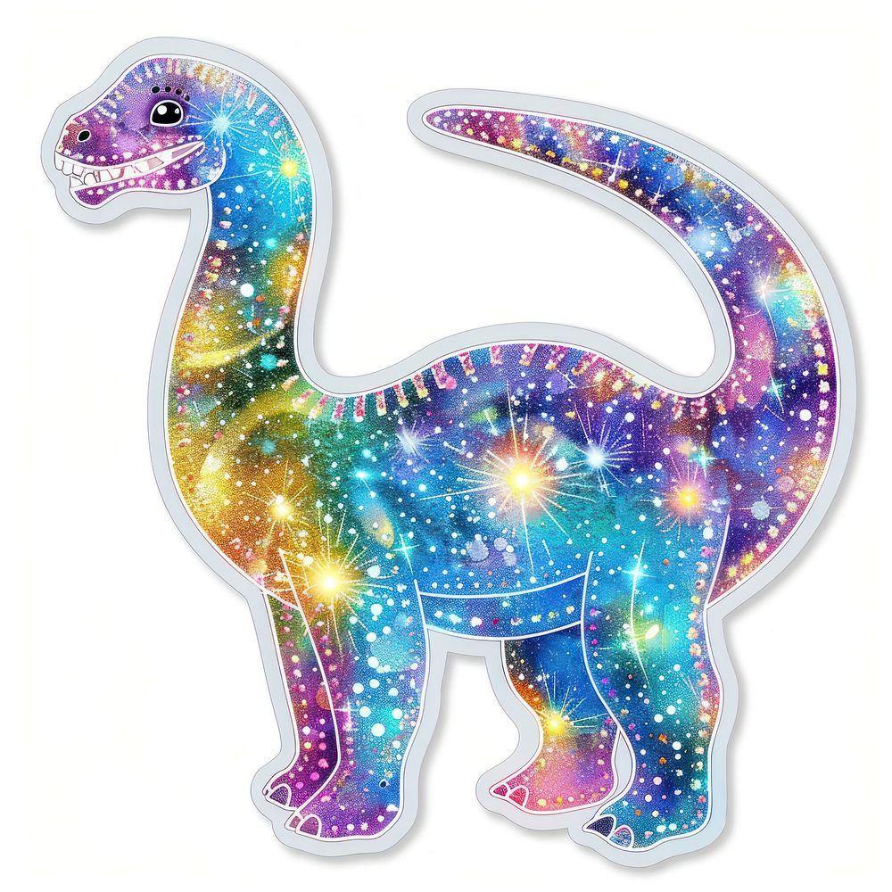 Glitter dinosaur flat sticker animal mammal disk.