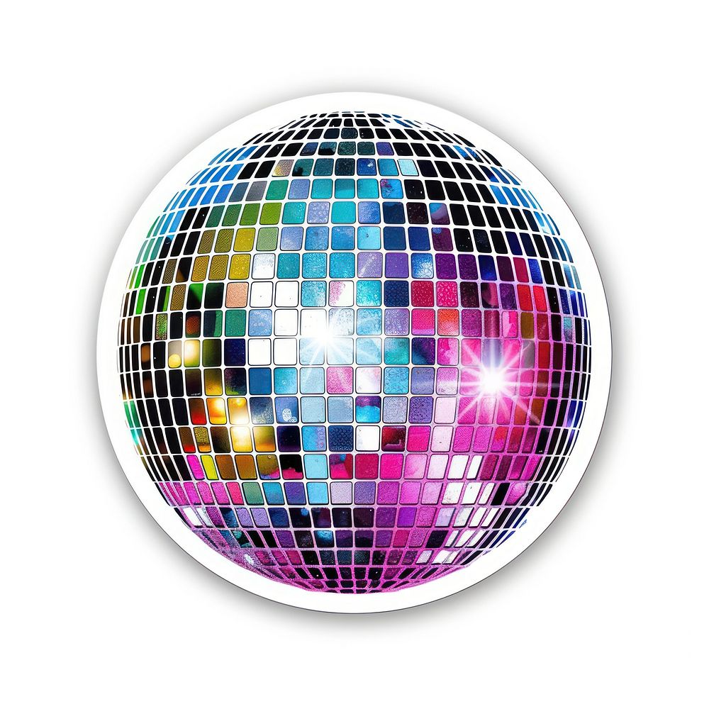 Glitter disco ball flat sticker photography astronomy universe.