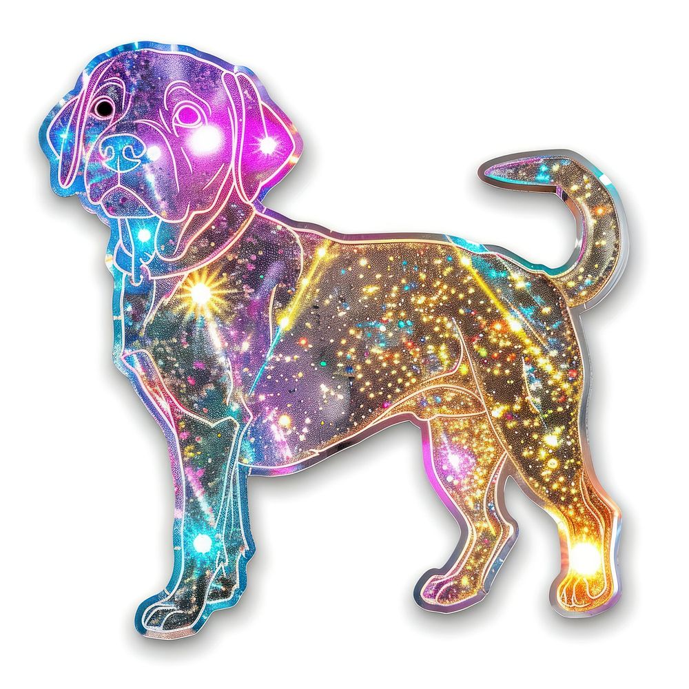 Glitter dog flat sticker animal canine mammal.