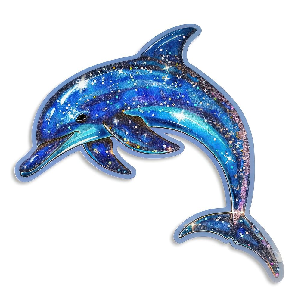 Glitter dolphin flat sticker appliance animal mammal.