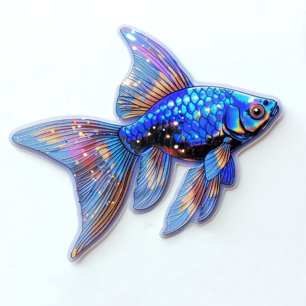 Glitter fish flat sticker goldfish animal sea life.