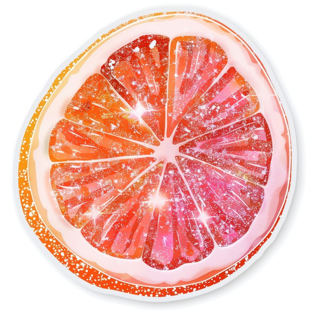 Glitter grapefruit flat sticker produce ketchup pomelo.