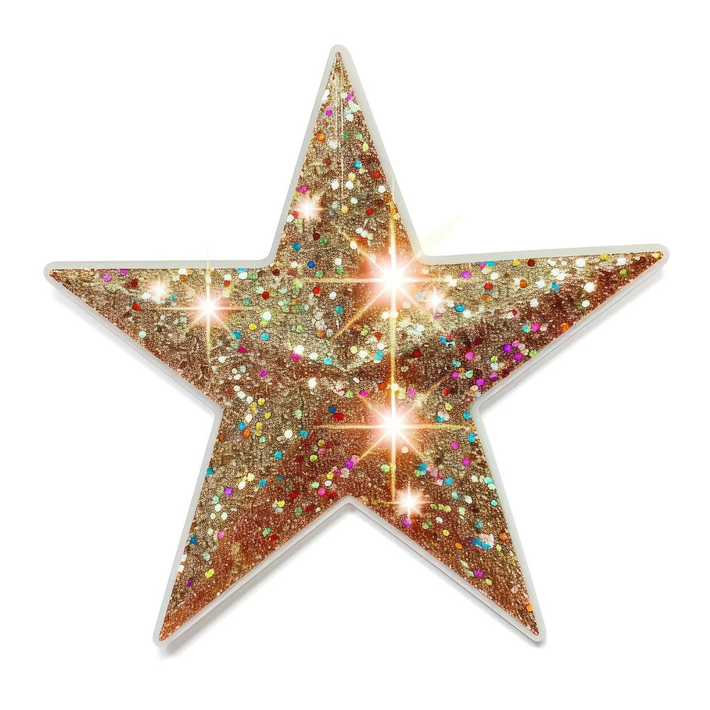 Glitter happy star flat sticker symbol cross star symbol.