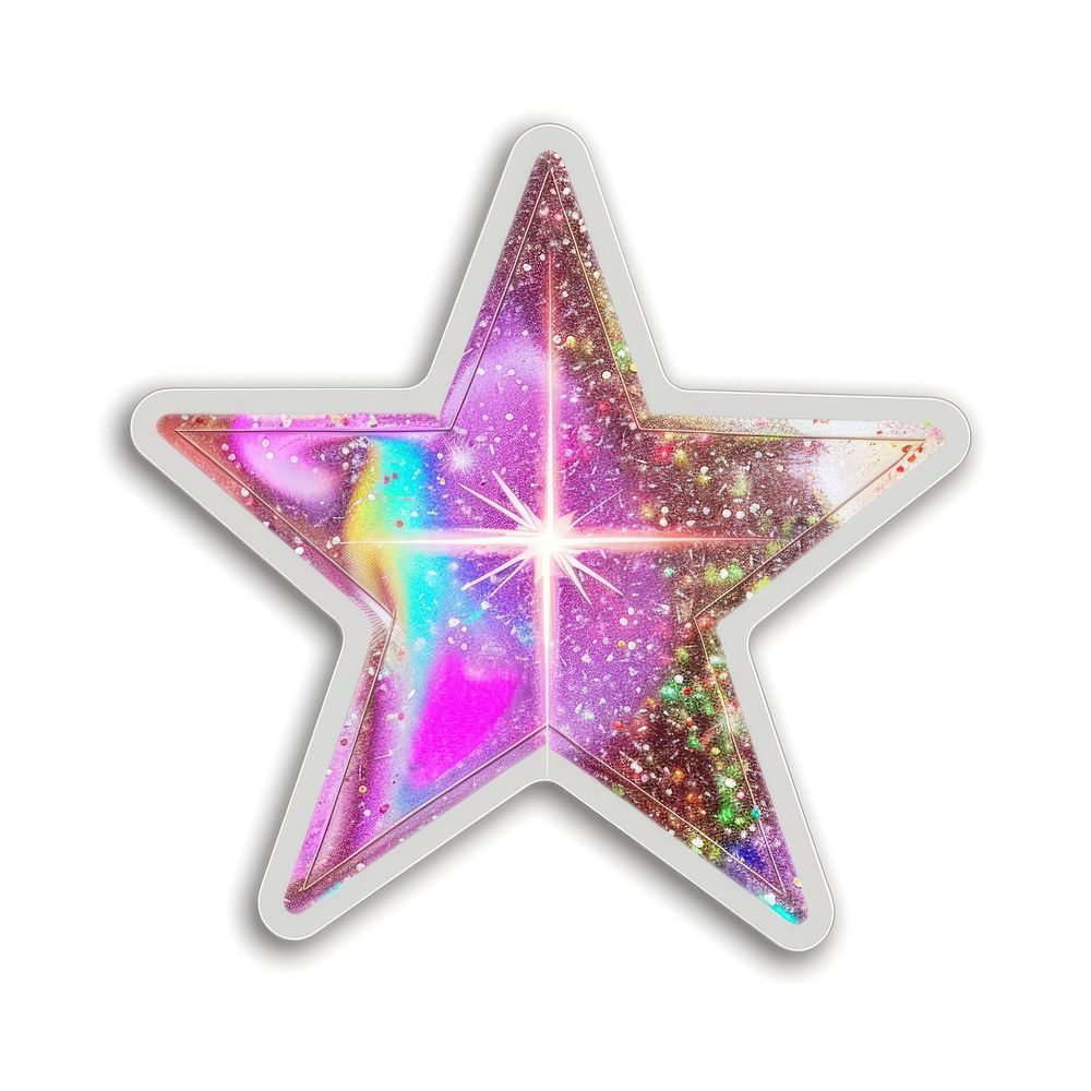Glitter happy star flat sticker symbol cross star symbol.