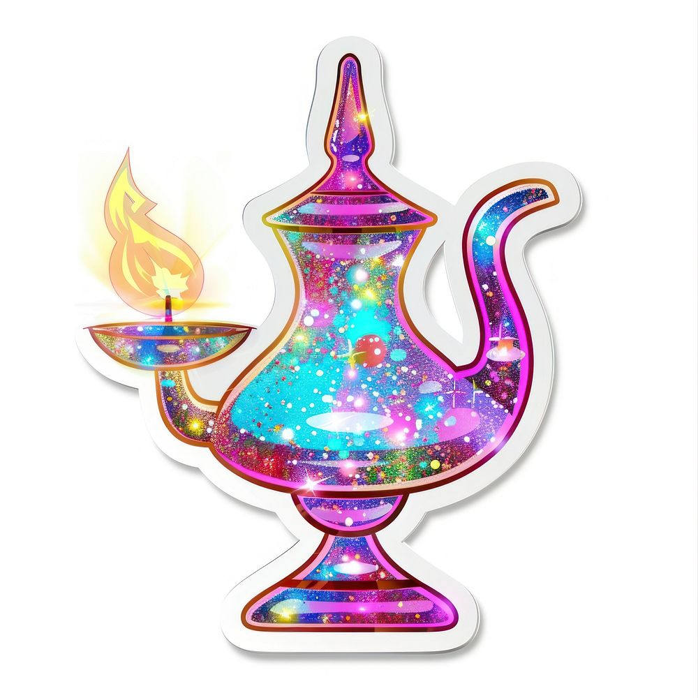 Glitter hippy lamp flat sticker cookware pottery teapot.