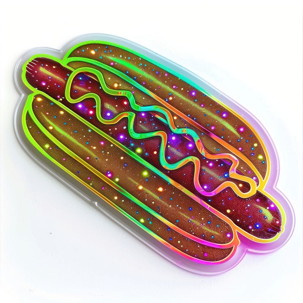 Glitter hotdog sticker food disk hot dog.