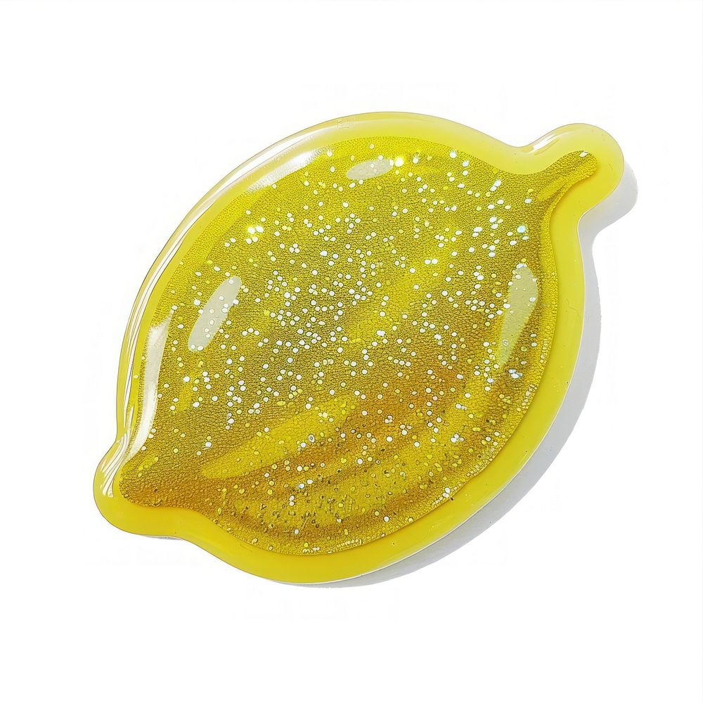 Glitter lemon flat sticker produce fruit plant.